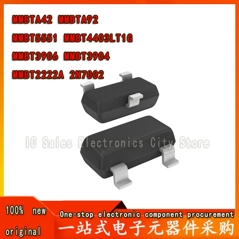 100pcs MMBTA42 MMBTA92 MMBT5551 MMBT4403LT1G MMBT3906 MMBT3904 MMBT2222A 2N7002 SOT-23 A42 A92 2N5551 3906 3904 2222 7002 4403