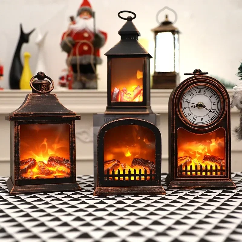Desktop Hanging Window Handicraft Decorative Fireplace Ornament, American Led Fireplace Light, Christmas Fireplace Light