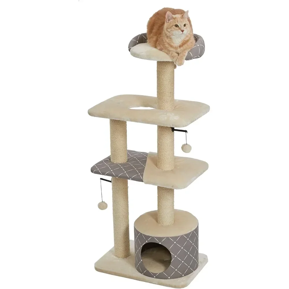 

Cat Tree | "Tower" Cat Furniture, 5-Tier Cat Tree w/ Sisal Wrapped Support Scratching Posts