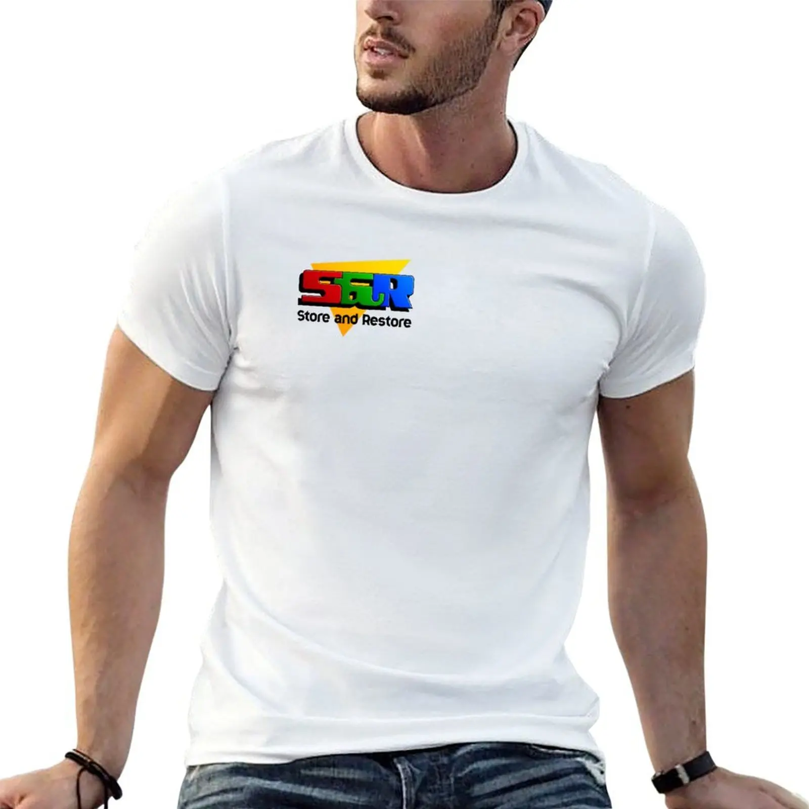 Store & Restore logo T-Shirt Simple Casual Short Sleeve Tee