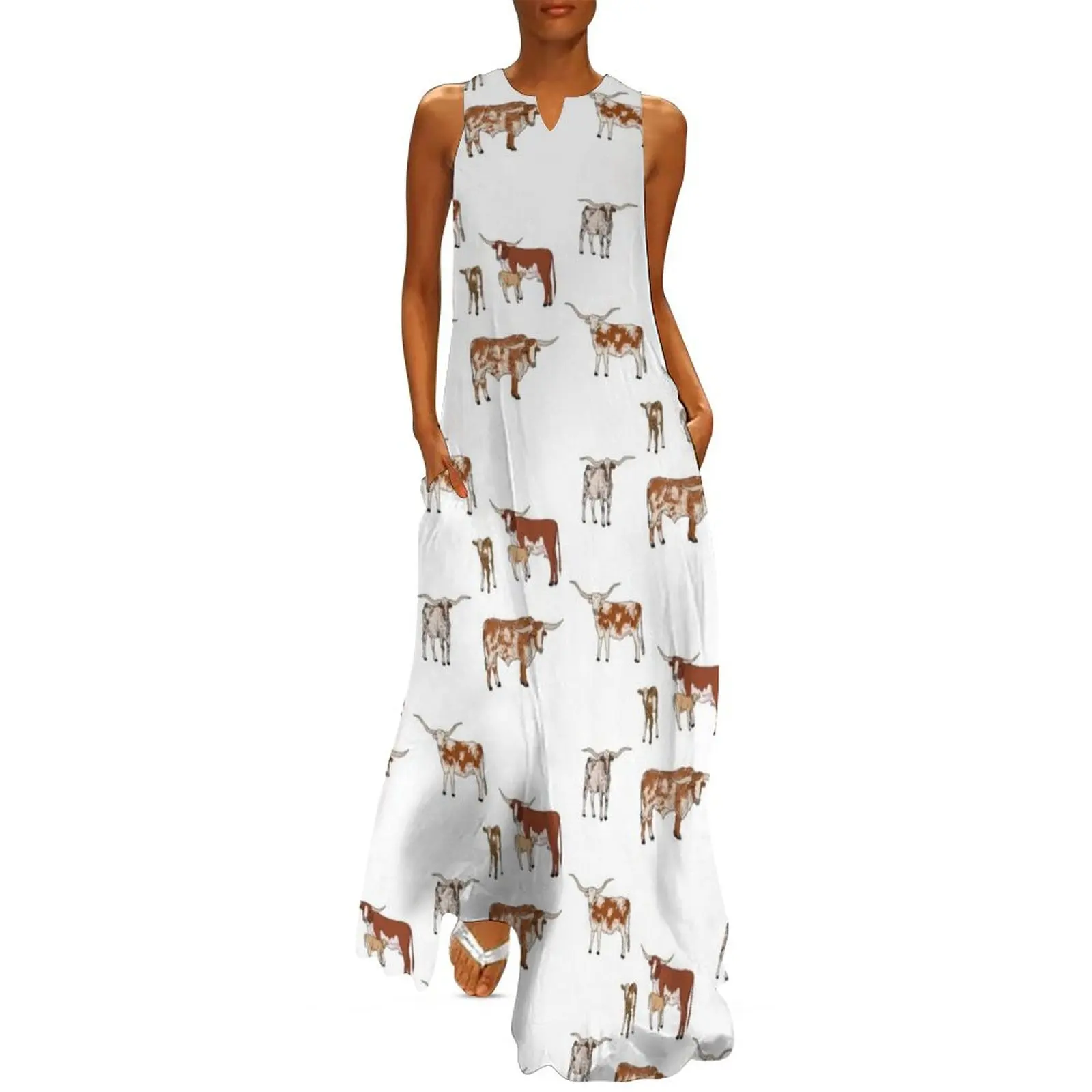 

Texas Longhorn Pattern Transparent Long Dress dresses for woman Women dresses summer ceremony dresses Dress