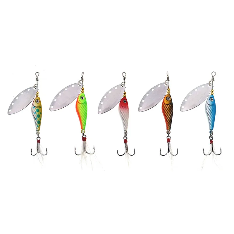 1pcs  Spinner Spoon Metal Fishing Lure 9g 13g 16g Crankbait Spoon Artificial Baits Wobbler Rotating Bait with Treble Hooks