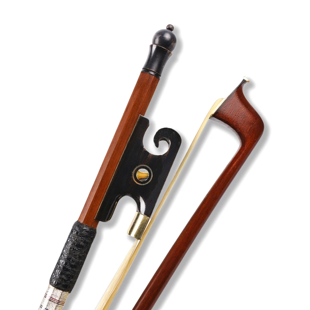 New 4/4 Full Size Violin Bow Brazilwood  Ebony Frog Bows Hair Snail Tail Black Straight Balance