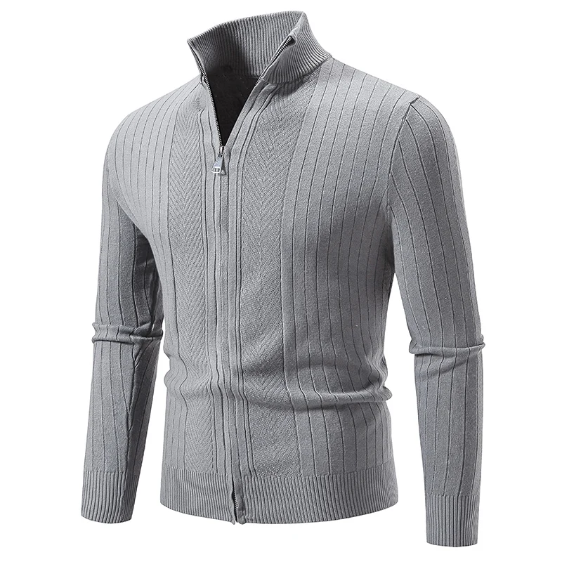 Cardigan masculino estilo coreano moda inverno jaqueta de malha masculina cor sólida casual suéter com zíper