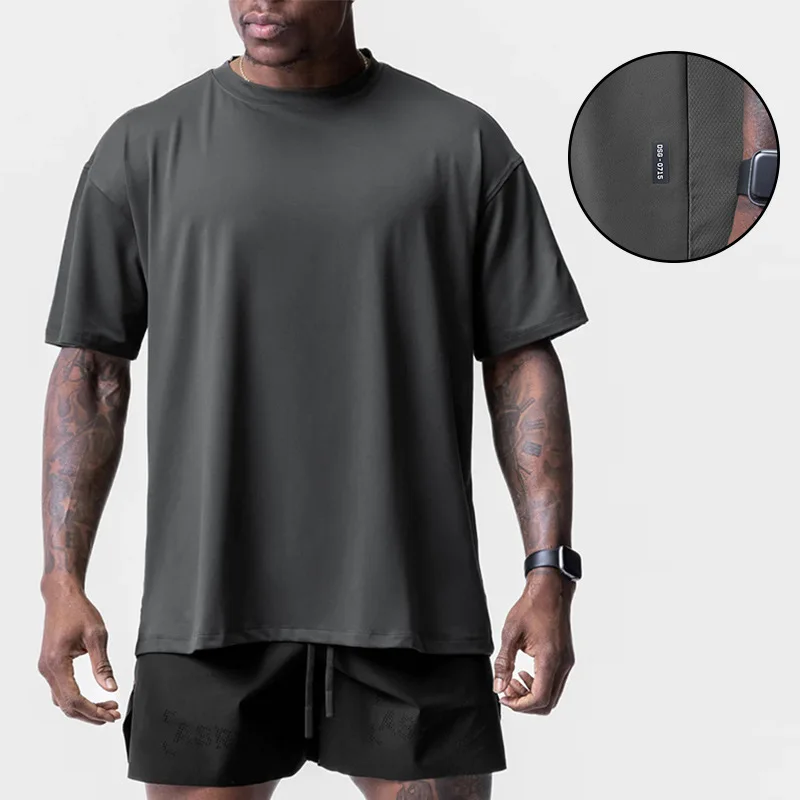Men\'s Summer Casual Loose Oversized T-shirt O-Neck Short Sleeve Tee Male Quick Dry Breathable Gym Fitness Undershirt Clothing