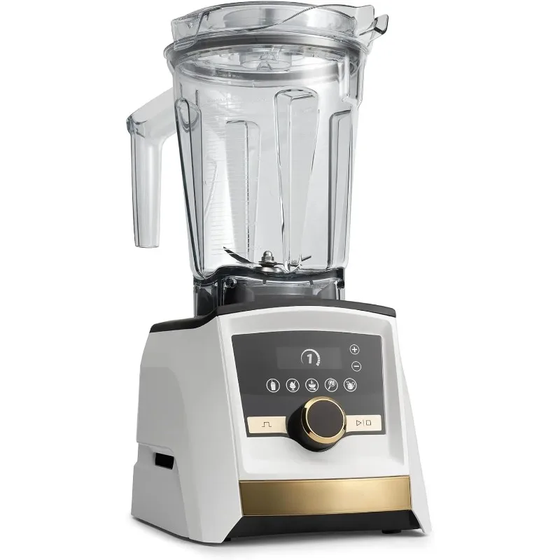 A3500 Ascent Series Gold Label Smart Blender, Professional-Grade, 64 oz. Low-Profile Container, White with Gold Accents