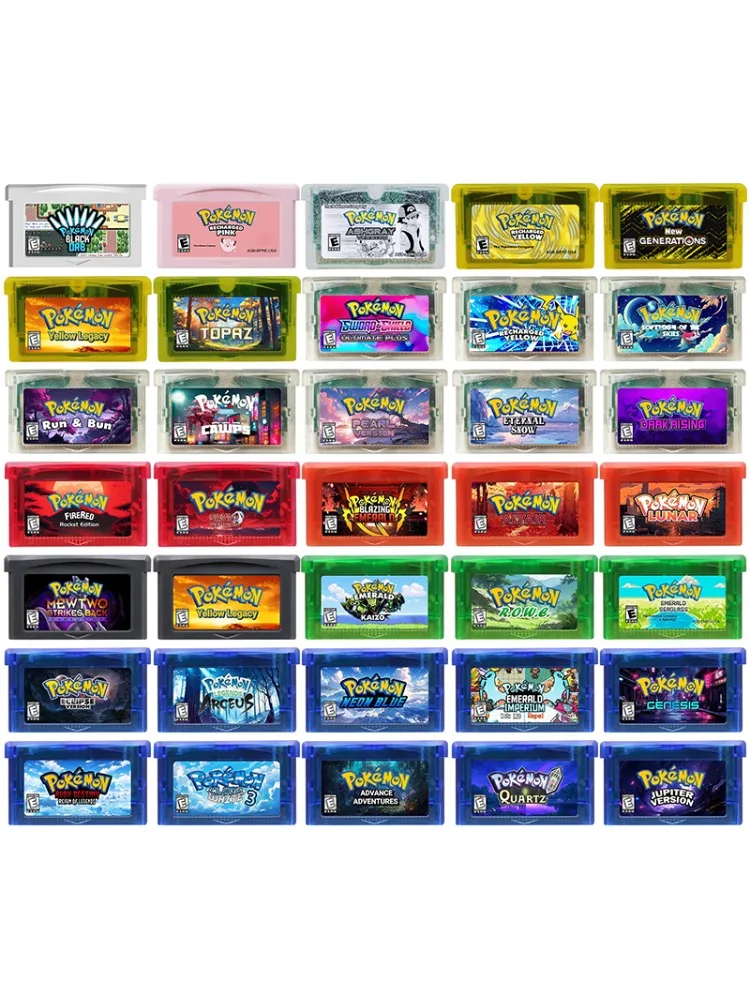 GBA Game Cartridge Pokemon Series Cawps Emerald Seaglass Rouge Opgeladen Geel Lunar Dark Violet Videogameconsolekaart - afbeelding 2