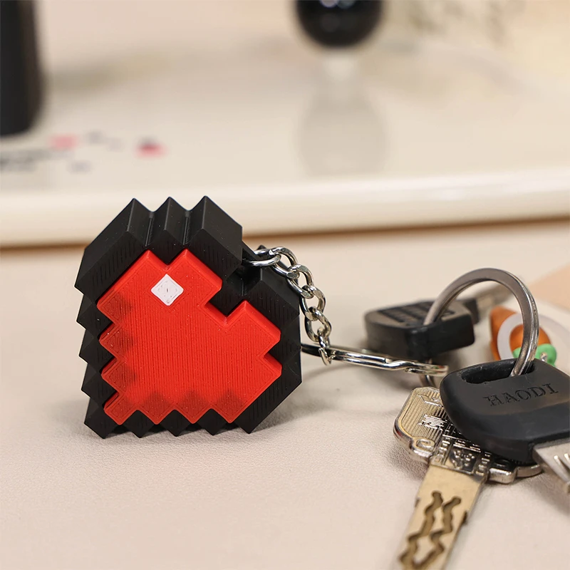 3D Printed Heart Button Keychain Pendant Keychain Model Pendant Decompression Decorative Gift