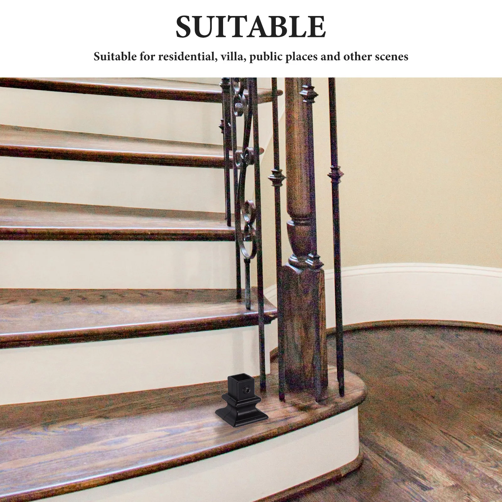 Premium Iron Staircase Handrail Base Cover For Deck Railings Stair Bannister Bracket Patios Porches Split Post Skirt Black
