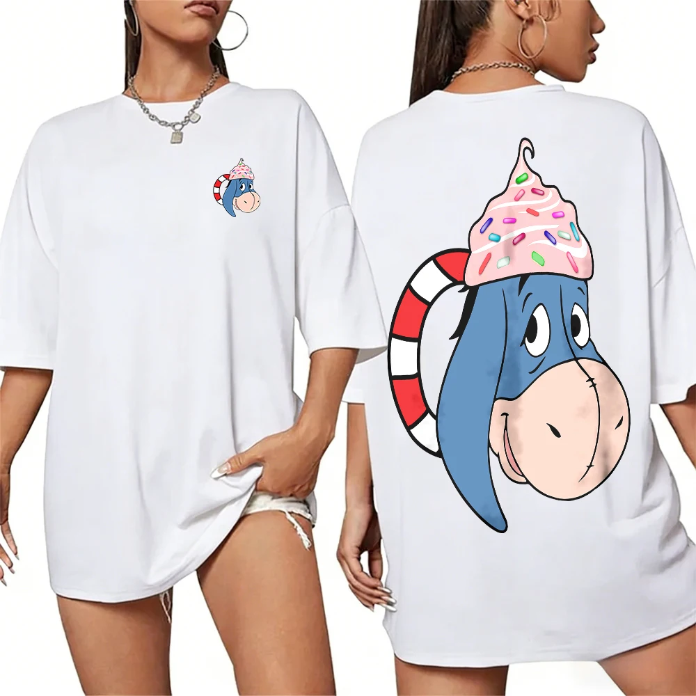 

Disney Summer Standing Ear Portrait 100% Pure Cotton Printed T-shirt for Men and Women Outdoor Casual Breathable Top Y2k