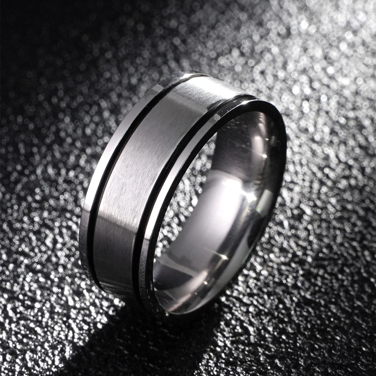 8mm Double Line Stainless Steel Ring 316 titanium steel ring, exclusive for Men.