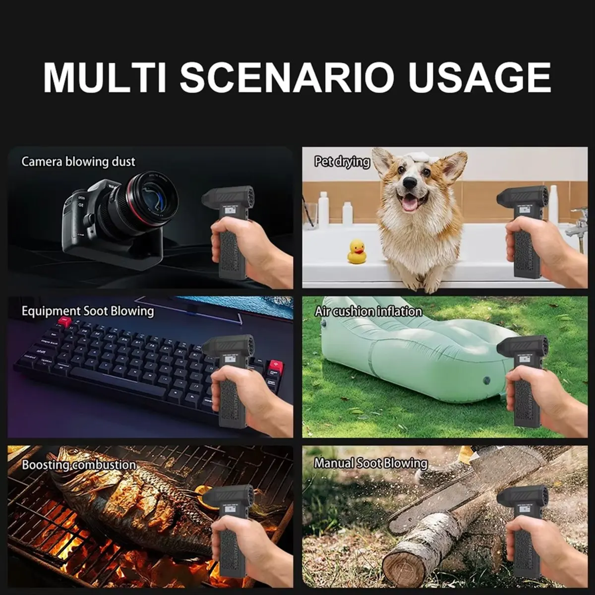 

[A64E] Мощный вентилятор Violent Fan 138000 об/мин, бесщеточный турбовентилятор с LED-дисплеем и подсветкой, электрический воздуходув для дома и улицы