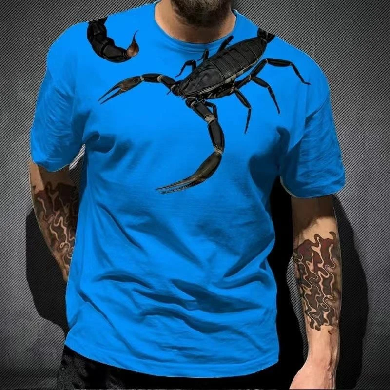 Animal Cool Scorpion 3D  Printed T-shirt Mens Summer Streetwear Hip Hop Tees Trend Personality  Casual O Neck Short Sleeve Tops