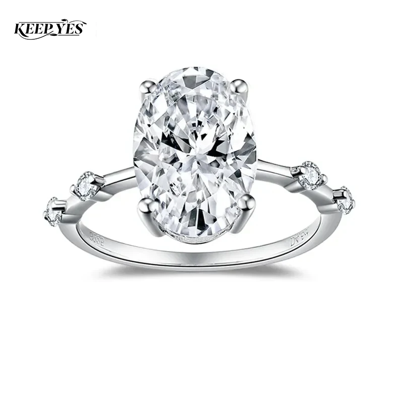 

Обручальные кольца KEEP YES с овальным муассанитом 4,5 карата (8*12 мм) и сертификатами GRA, из стерлингового серебра 925 пробы, для женщин
