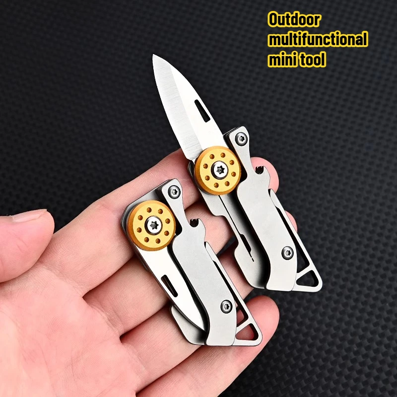 

2025 New Outdoor Multifunctional Stainless Steel Mini Folding Knife Convenient Camping Portable Keychain Unboxing EDC Small Tool