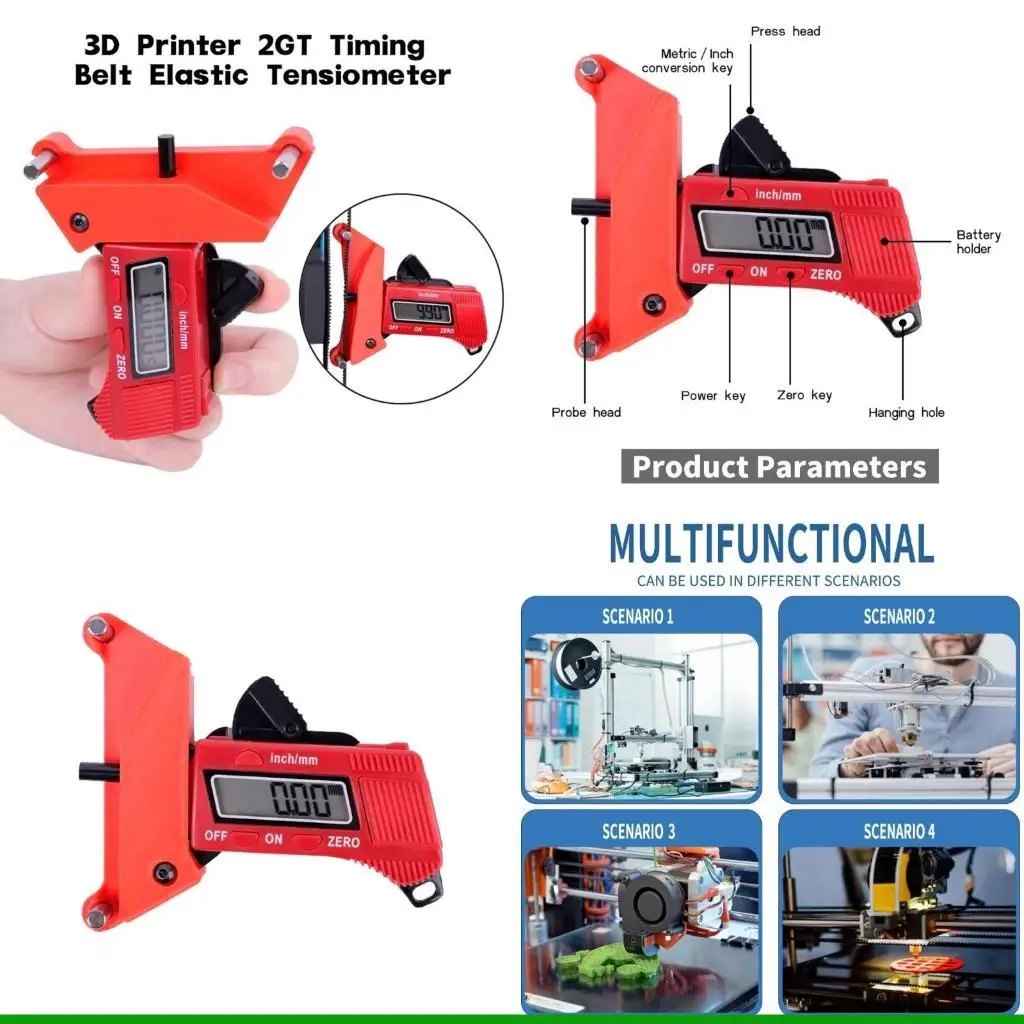 

U55C 3D Printers Part 2GT Timing Belt Tensiometer Synchronous Belt Tension Tester Detection Belt Tension Meter for 3D Printer