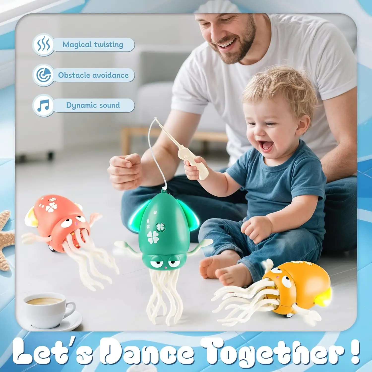 Brinquedo de polvo de dança elétrica crianças som e luz evitar obstáculos rastejando polvo simulado diversão do bebê brinquedos interativos