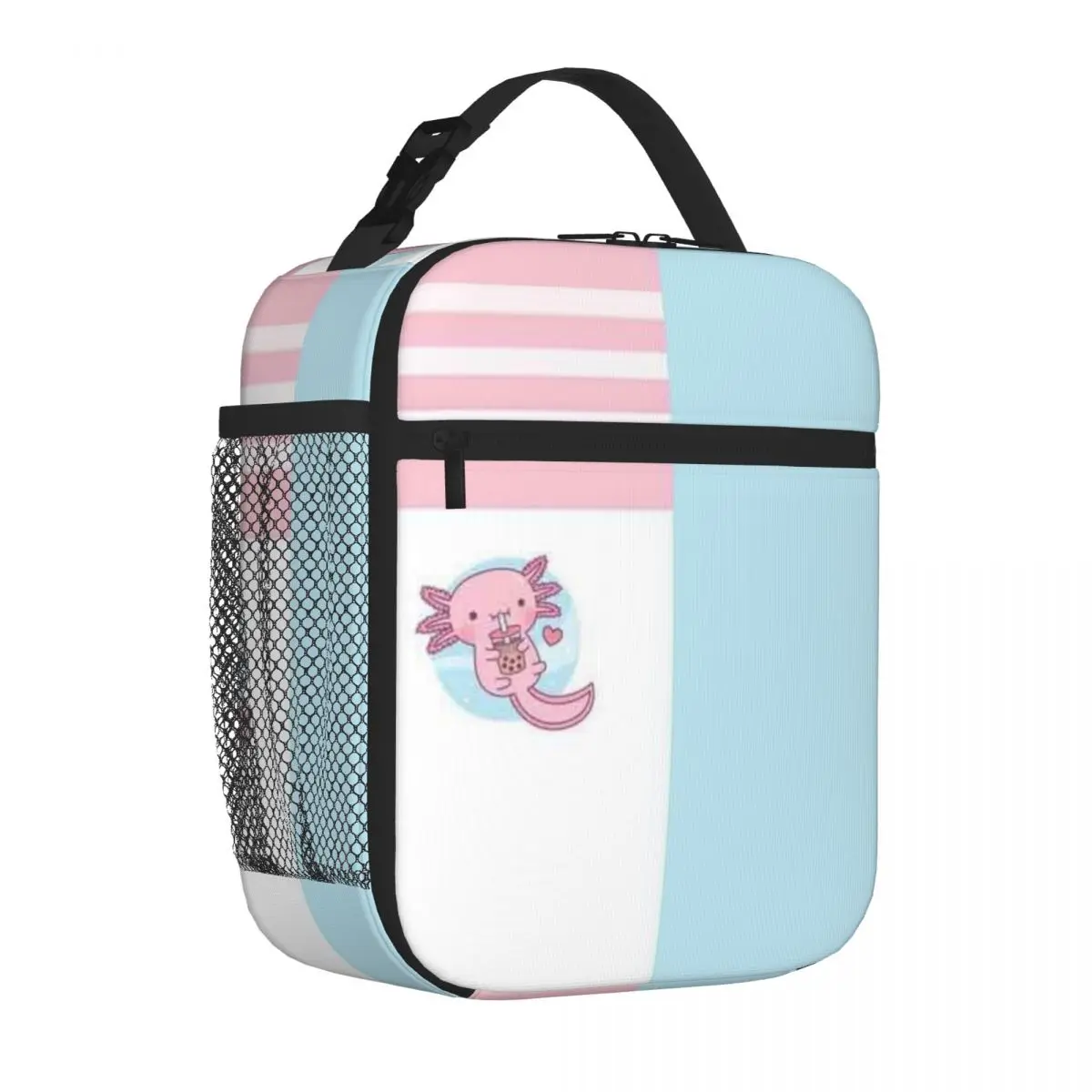 Bestselling Cute Axolotl Loves Bubble Tea Three Compartment Bento Bag Middle School School Lunch Bag