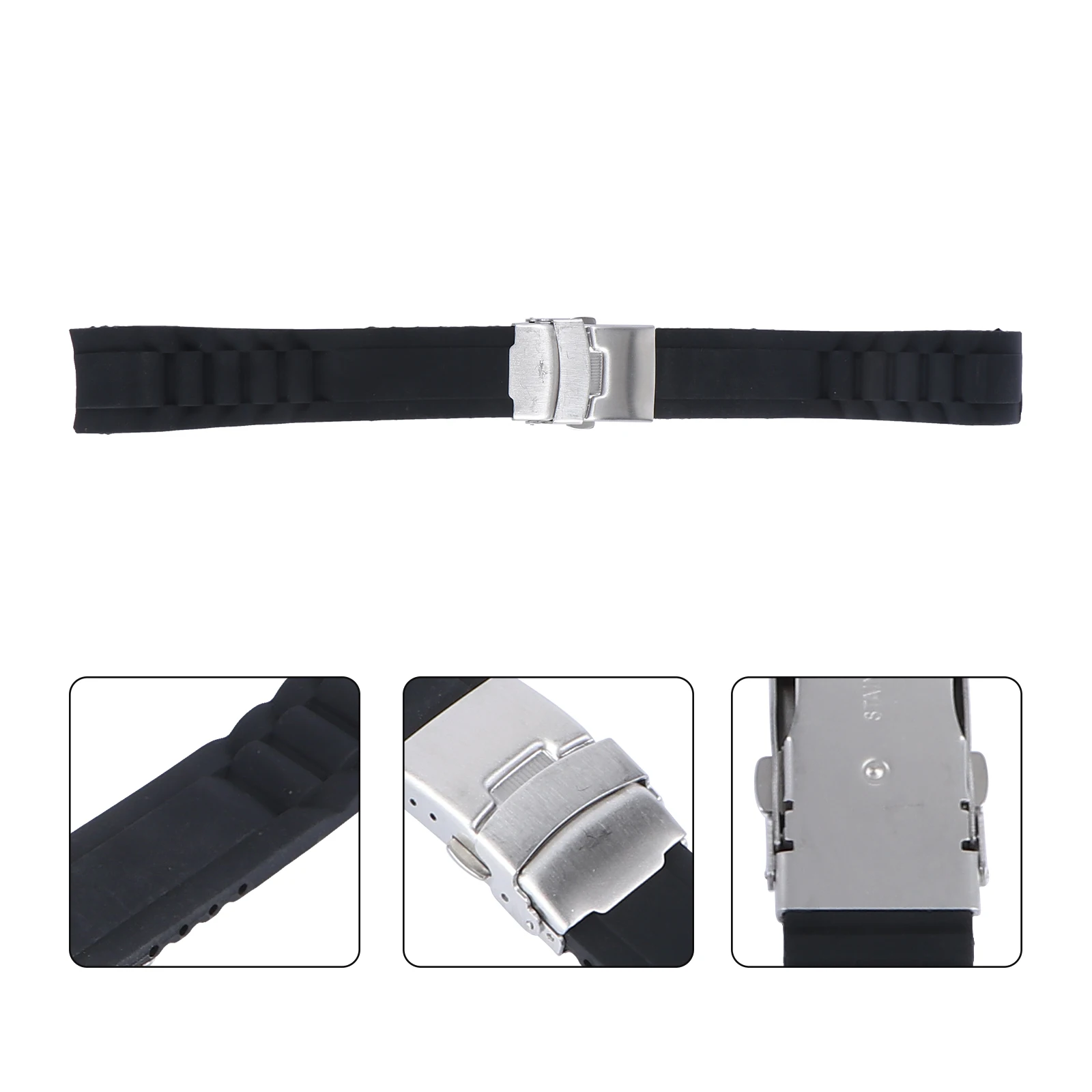 

20 Mm Insurance Buckle Watch Strap Stylish Band Elbow Watchband Sports Folding Clasp Deployment