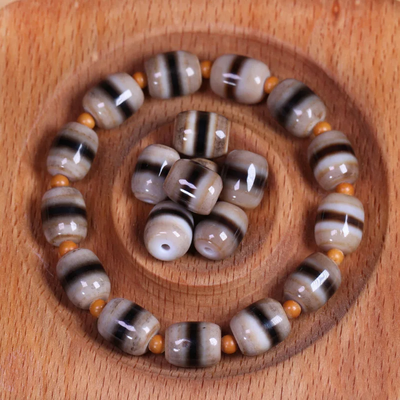 Tibetan natural authentic old mine raw agate first-line pharmacist bracelet necklace loose beads 10x12mm