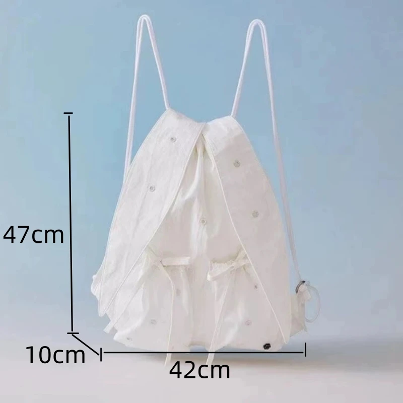 Drawstring Rabbit Ear Korean Backpack Big Pocket High Capacity Casual Bag Solid Color Fashion Backpack Travel Backpack For Women