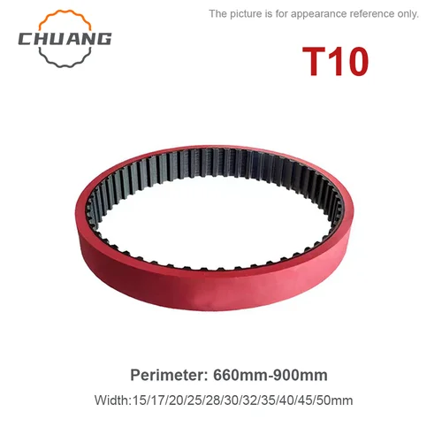 Imagen 1 del producto Correa de distribución roja T10, máquina de envasado Vertical gruesa, correa de película de tracción, perímetro T10: sincronización de 660- 900mm