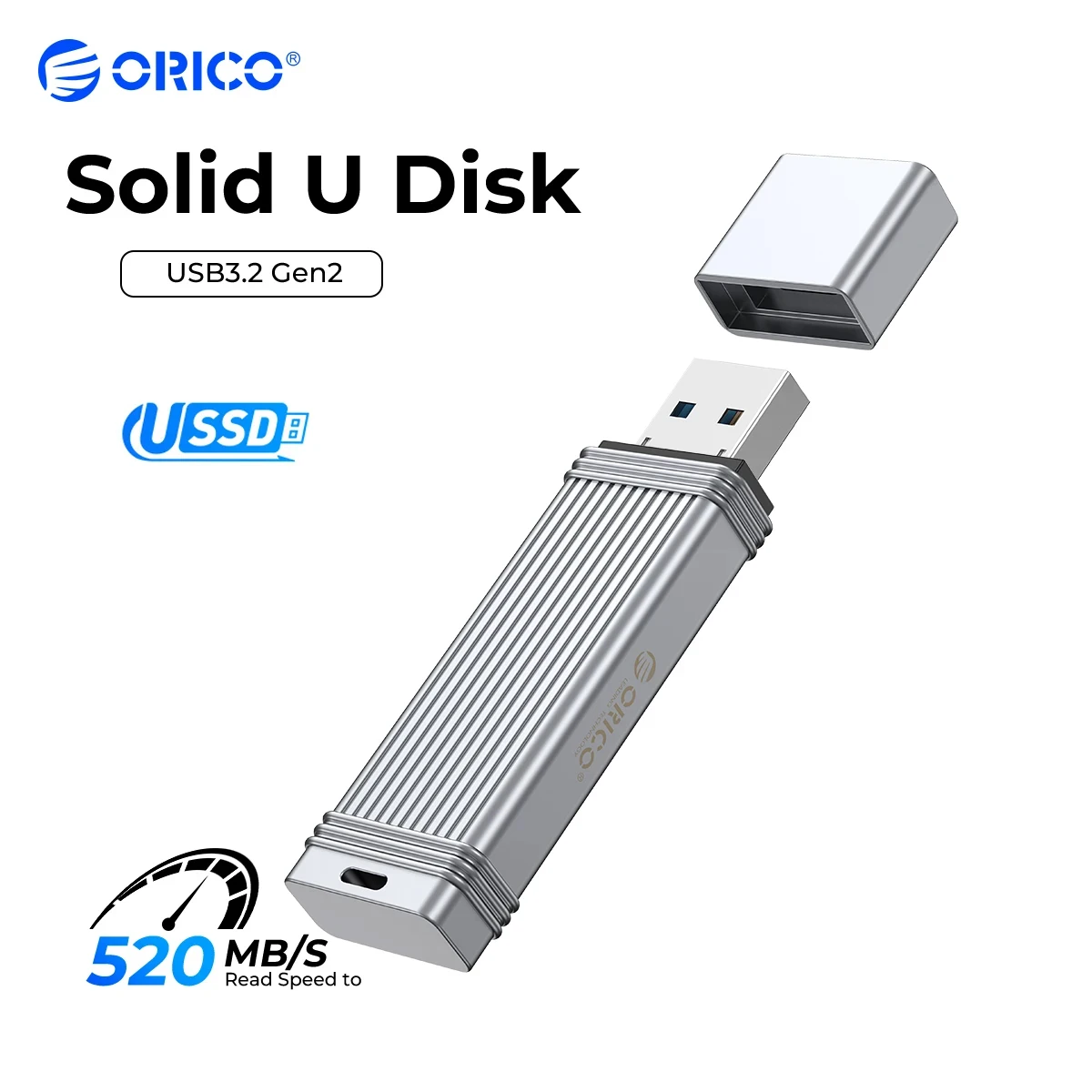 ORICO USSD Mobile Solid U Disk 520MB/S USB Flash Drive 1TB 512GB 256GB 128GB Type-C USB 3.2 Pen Drive Metal Solid State U Disk