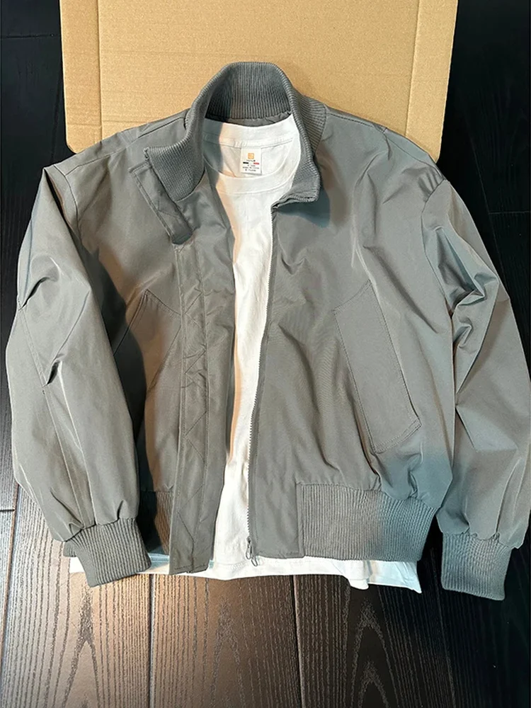 

ay Cleanfit ort American Sle Baseball Jaet Autumn Outerwear Men's Faion ape Stand Collar Flight Suit Coat