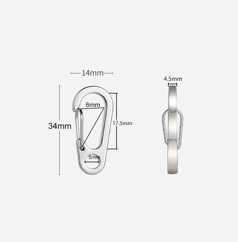 5 uds mosquetón de acero inoxidable Clip gancho de resorte, Mini gancho de liberación rápida de 34mm para llavero al aire libre Camping pesca senderismo