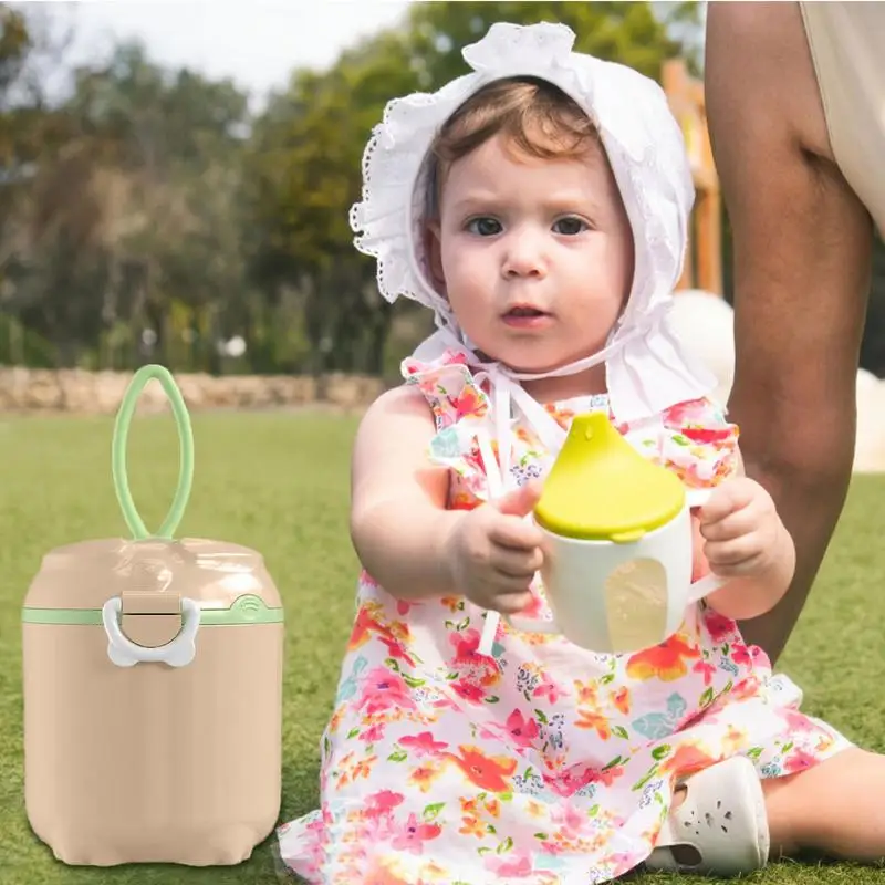 Contenedor de leche en polvo de viaje sólido, tarro sellado portátil, compartimento separado, suplemento para niños, tarro de almacenamiento en polvo para uso de viaje