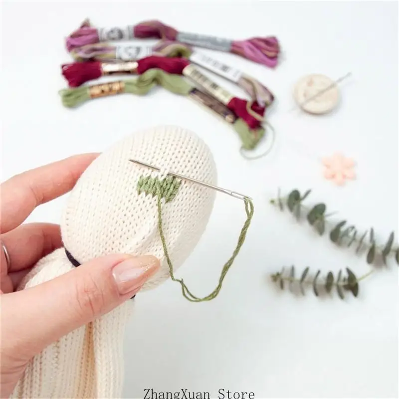 Holzstopf-Strickwerkzeug-Set in Pilz- und Eierform, inklusive Nadel und Faden 3 x – Detail 5