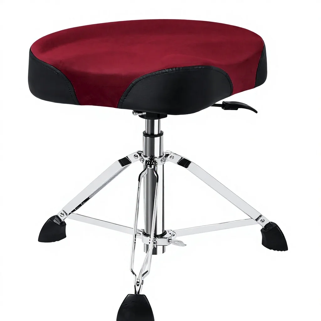 Hydraulic Drum Throne Heavy Duty Aluminum Frame Suede Seat Height Adjustable Motorcycle Style Drum Stool For Adult Drummers
