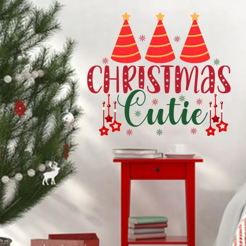 Festive Alphabet Christmas Stickers Adhesive Holiday Letters Merry Xmas Wall Stickers  Living Room Decor Jolly Bedroom Sticker