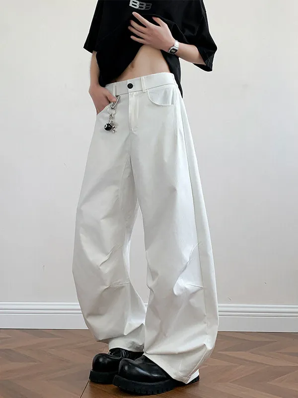 

Белые повседневные брюки прямого кроя, мужские драпированные брюки Cleanfit, широкие удобные брюки, модный свободный крой из полиэфирного волокна