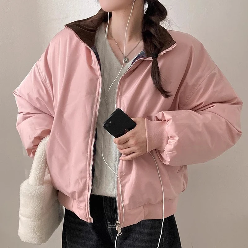 Two Ways Wear Abrigos Invierno Temperament Stand Collar Outerwears Winter 2024 Woman Jacket Long Sleeve Chamarras Mujeres