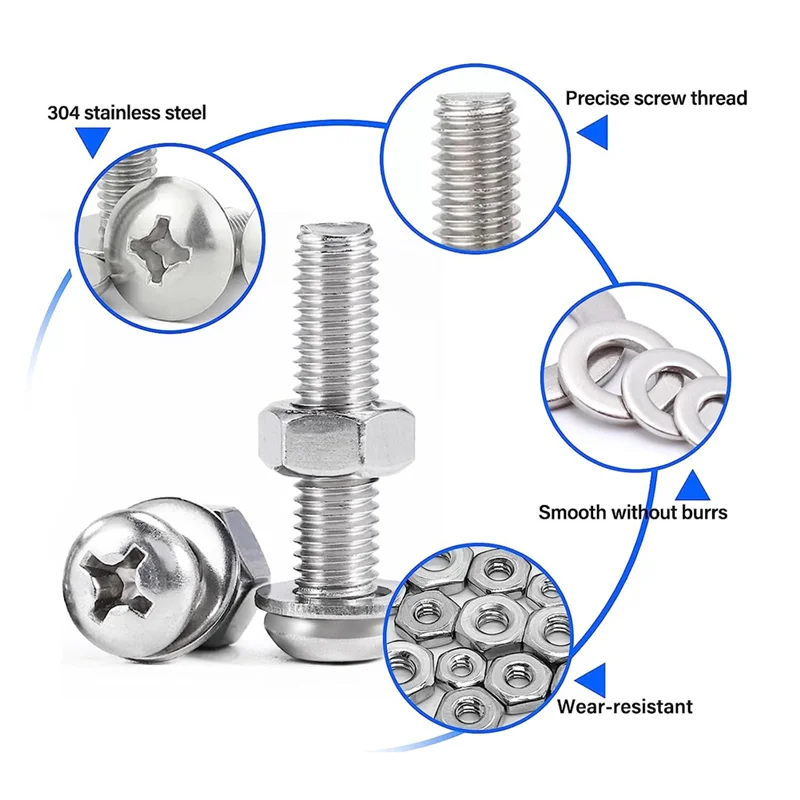 

Комплект болтов из нержавеющей стали из 1110 предметов + винты, гайки, болты и шайбы (4–40 6–32 8–32 10–24 г.)