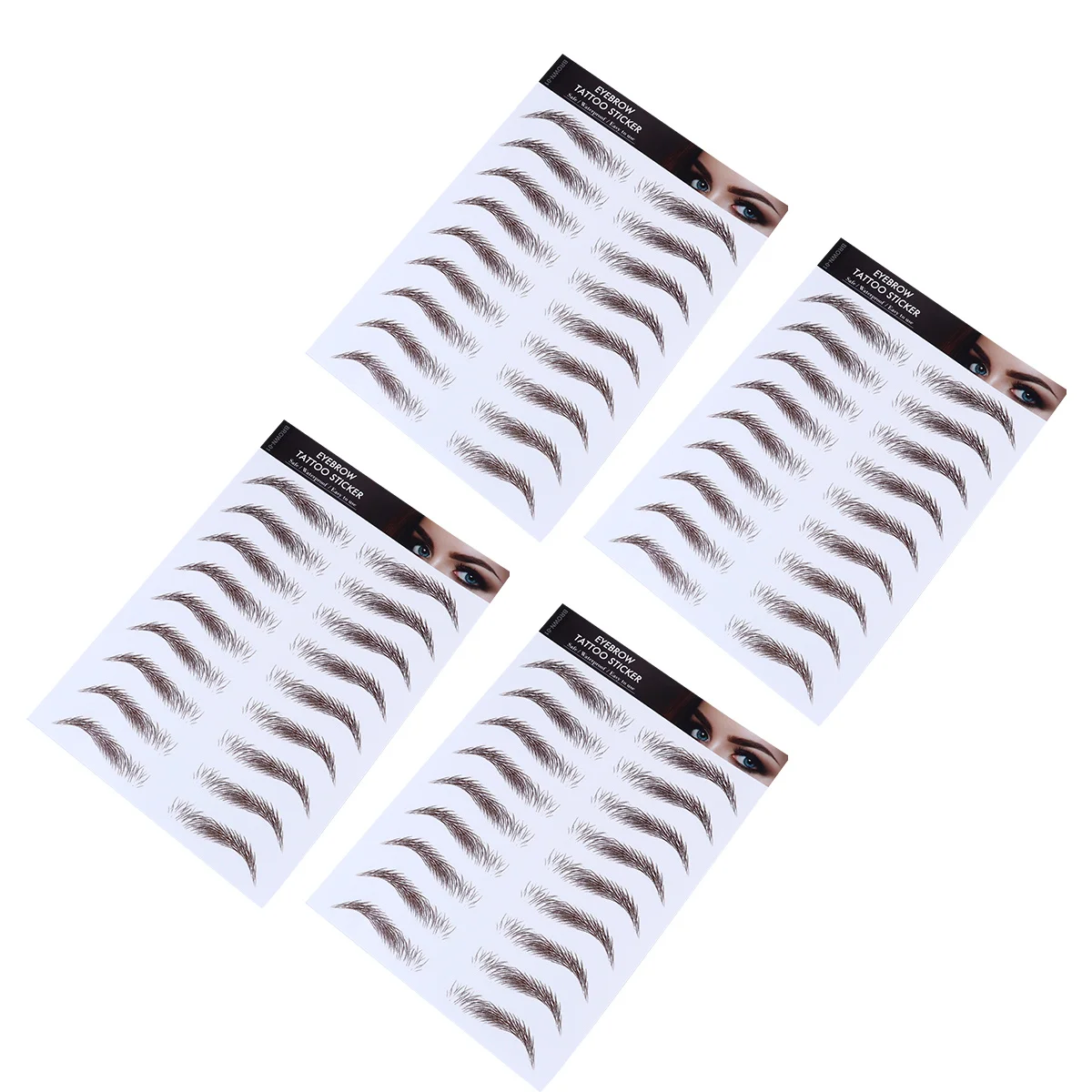 

4Pcs False Eyebrows Cosmetics 6D Hair-Like Eyebrow Stickers Reusable Waterproof No Mess Application for All Face Shapes
