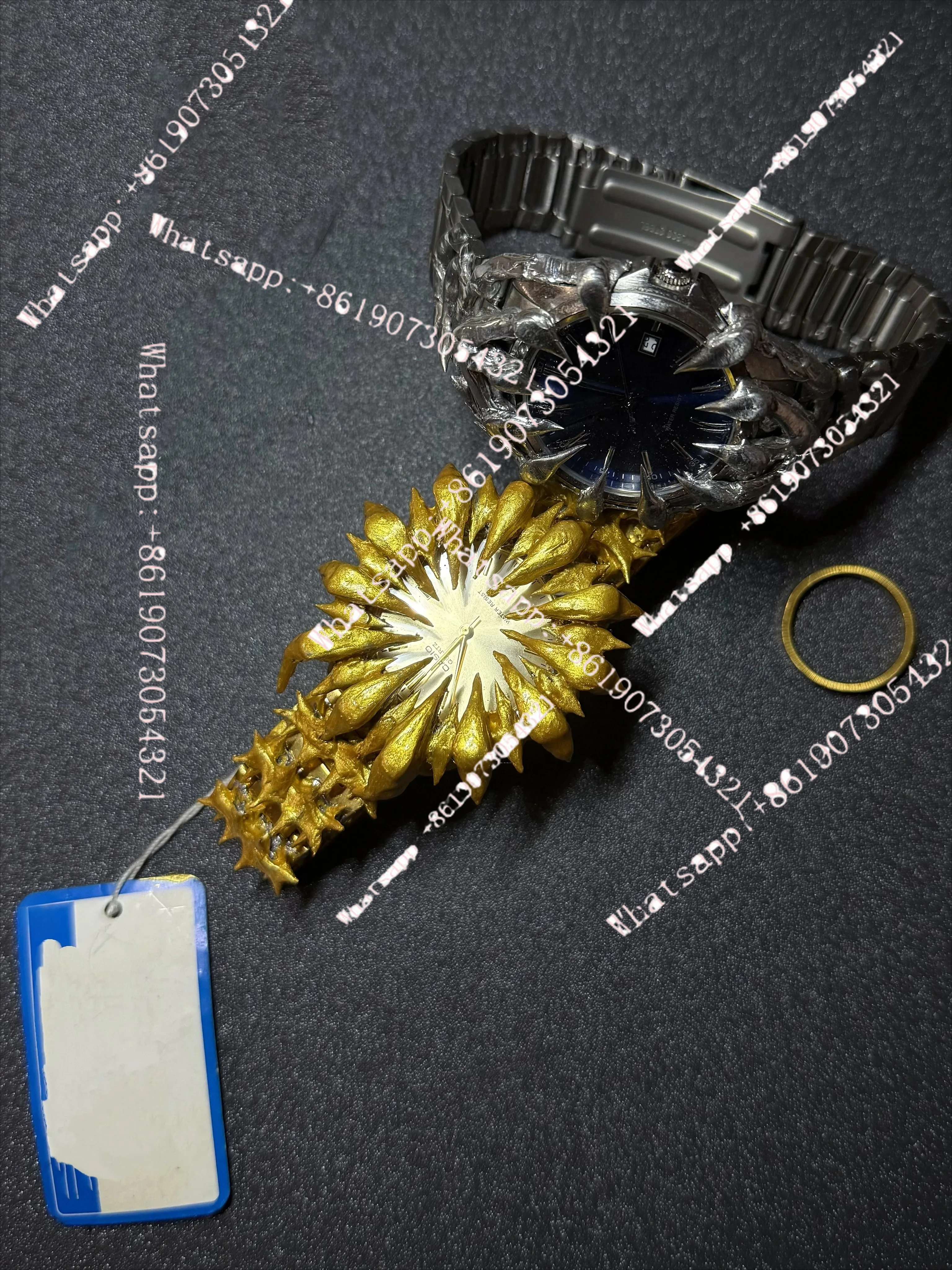 European and American irregular dragon scale pointed tin welded quartz watch gold watch