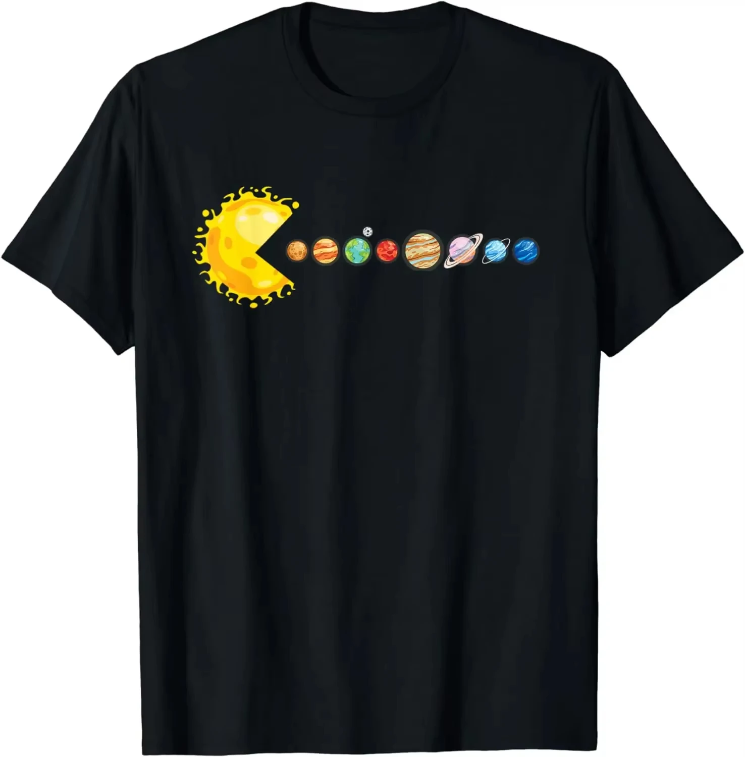 

System Planet Star Food Planets Sun Funny Astronomy Graphic T-Shirts Men's Women's Casual Short Sleeve Round Neck Cotton Tee