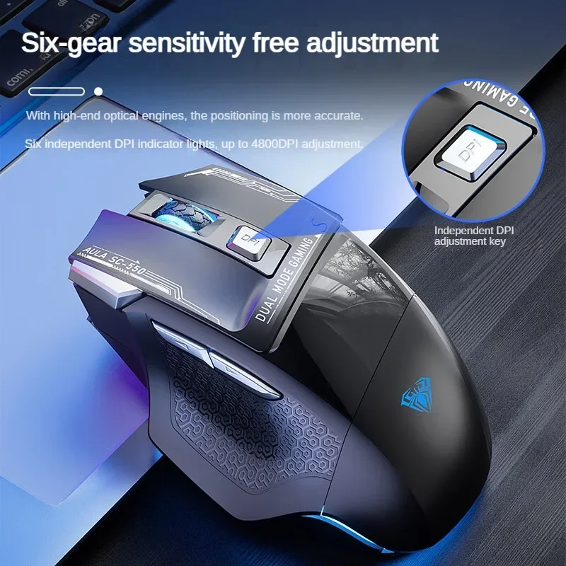 AULA SC550 gaming Mouse 2.4G wireless mouse Wired TYPE-C  Macro gaming mouses RGB Gamer Mouse for Office Laptop  Computer Mouse