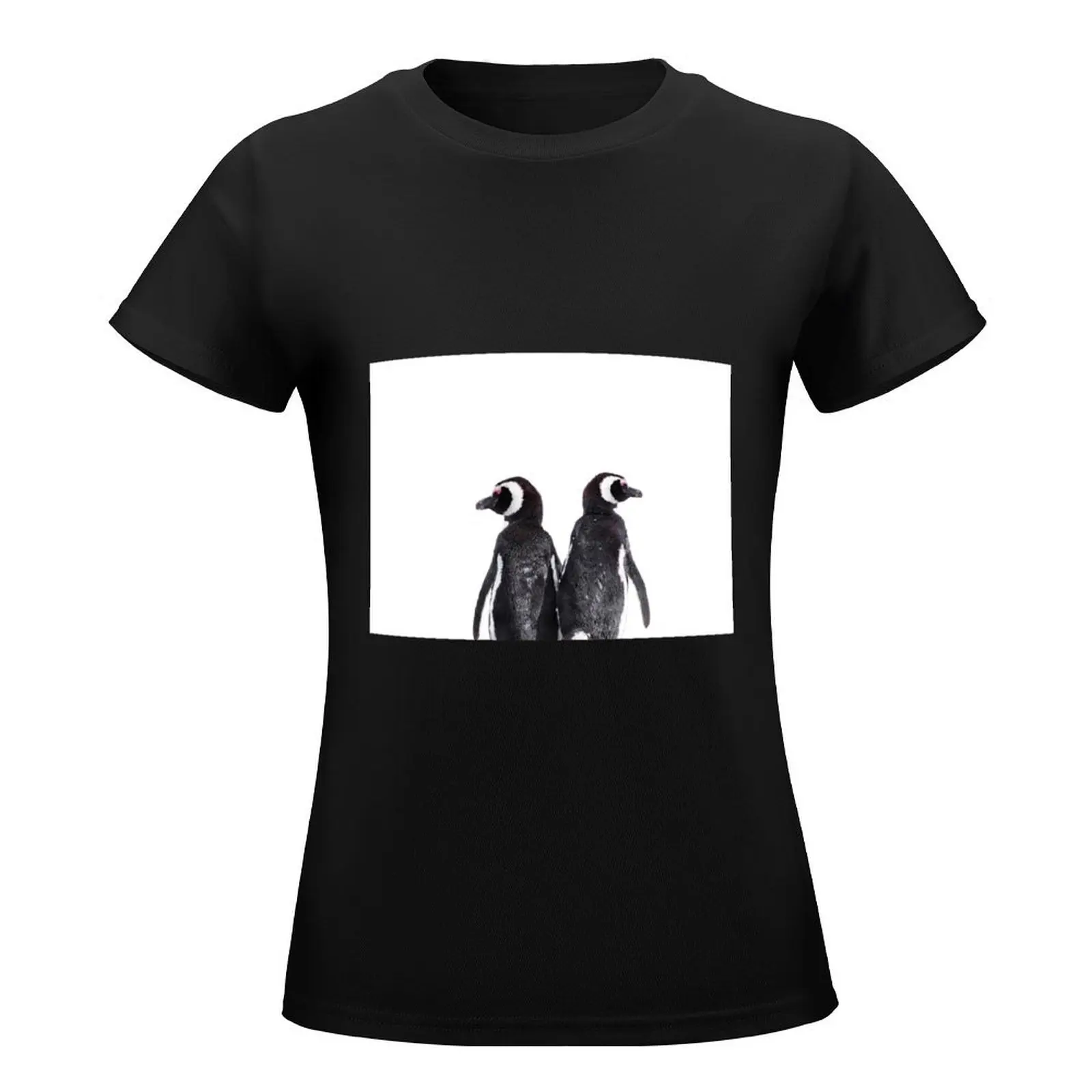 Cute Magellanic Penguin Couple White Background T-Shirt Aesthetic clothing graphics black t-shirts for Women