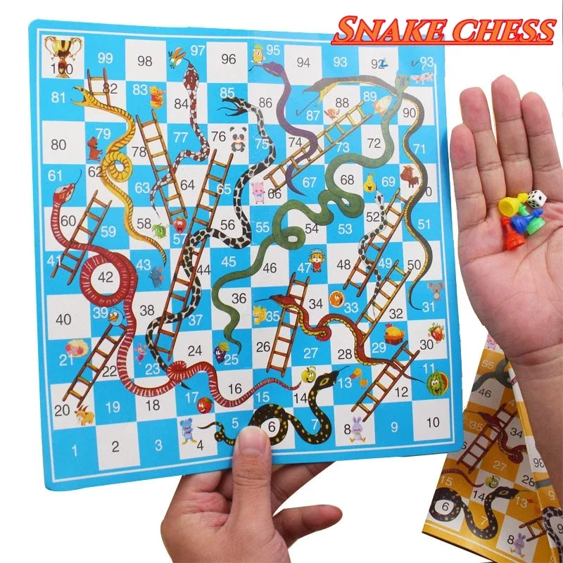 1 Set Snake Ladder Educational Kids Children Toys Interesting Board Game  Portable Flying Chess  Family