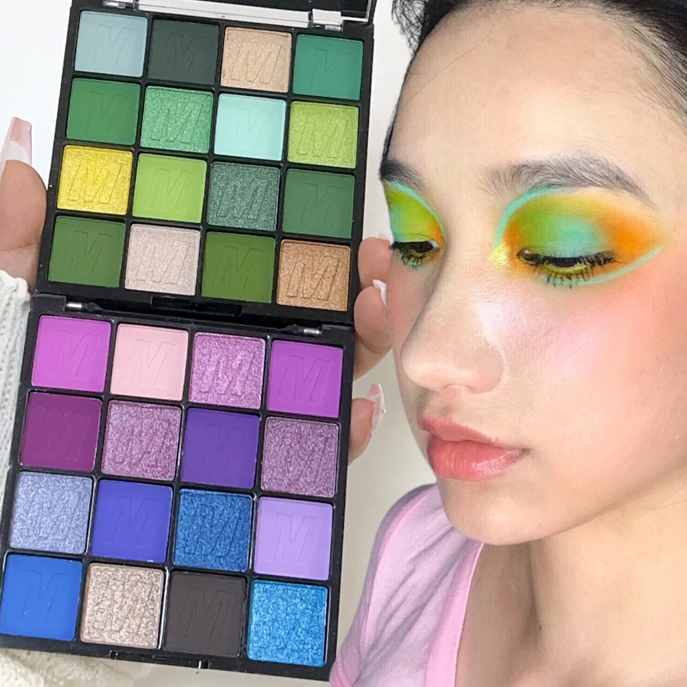 Paleta de sombras de ojos de 16 colores, sombra de ojos de larga duración, fácil de usar, Cosméticos de maquillaje de ojos