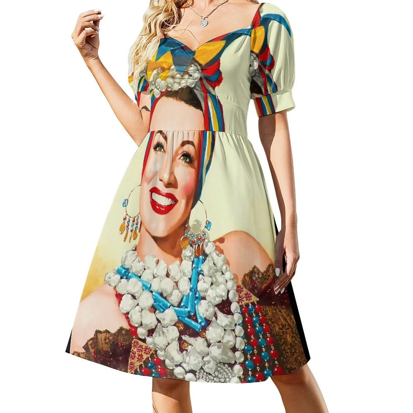 

Painting of Carmen Miranda Short Sleeved Dress summer outfits for women 2025 Party dresses for women loose women's dress Dress