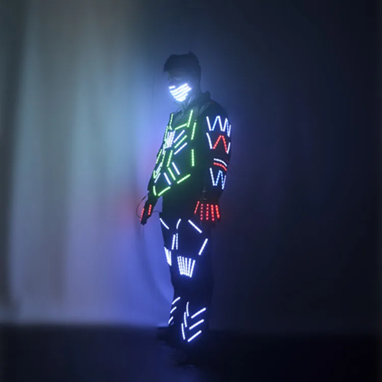 LED Luminous Robot CostumeRave Party Led Costume Stage Glow Peorce Clothing Led Luminous Robot Suit For Bar Nightclub Creative