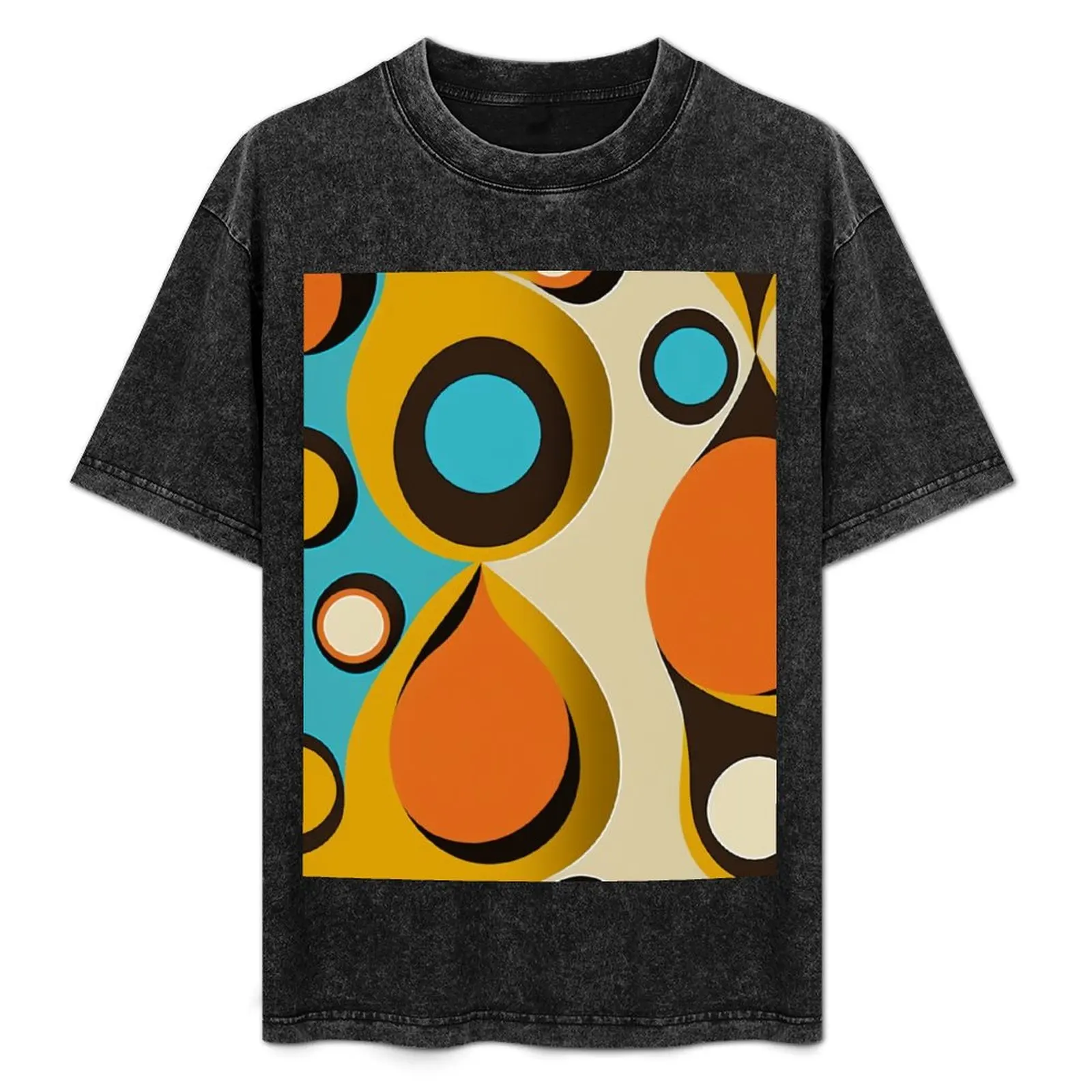 

Retro Sixties Mod Flowers (blue, brown, orange) T-Shirt Plus Size Short Sleeve T-Shirt