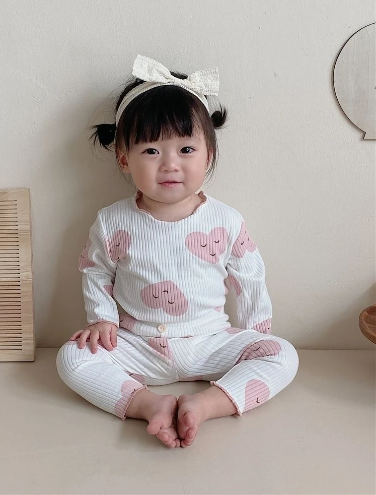 Girls' Home Clothes Autumn and Spring New Style Baby Girl Long Sleeve Suit Kids Long Pants Homewear Two Piece Set