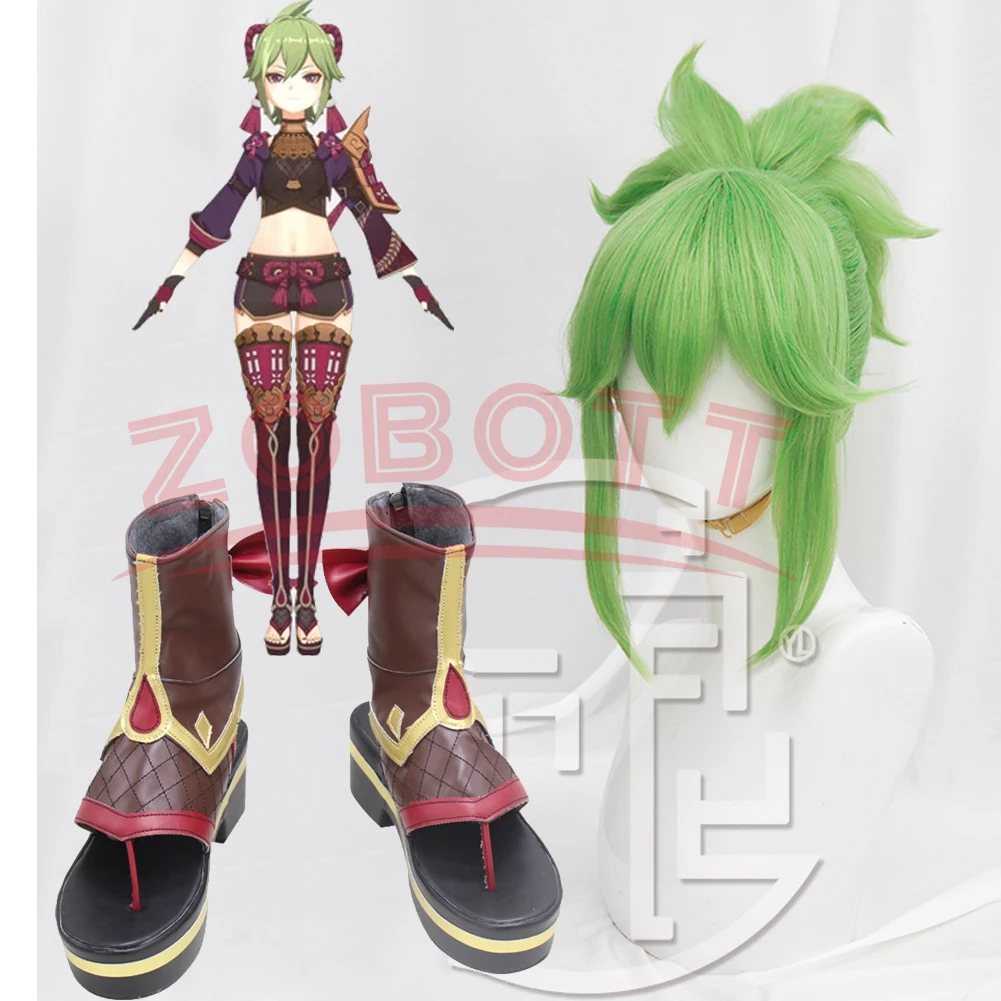 

Game Genshin Impact Cosplay Boots Kuki Shinobu Cosplay Wig Genshin Impact Kuki Shinobu Cosplay Kuki Shinobu Wig Cosplay Props