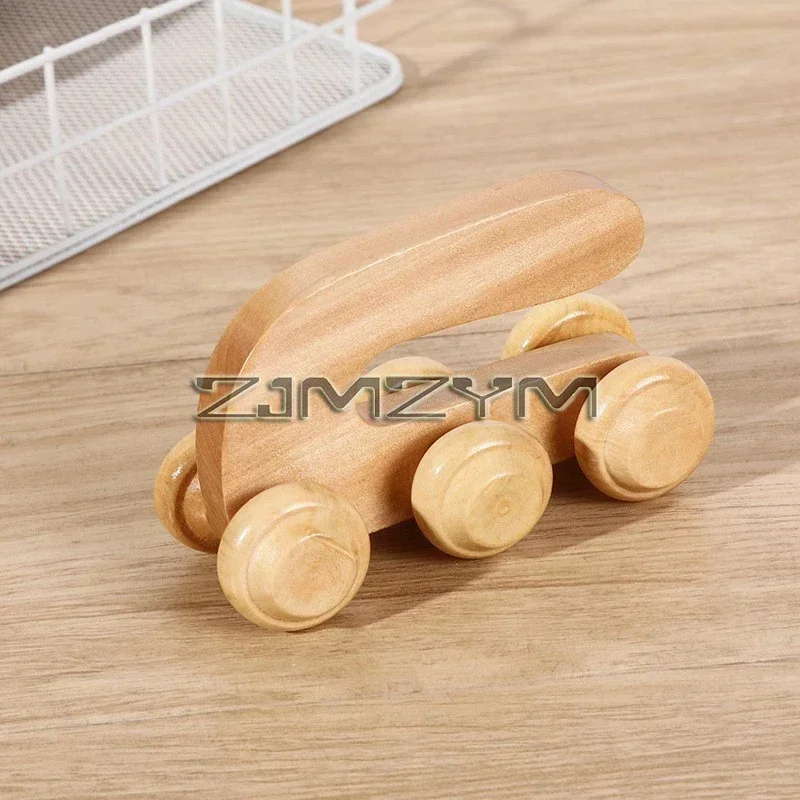 U-handle 6 Wheels Roller Massager Wooden Therapy Body Massage Tool For Foot Face Shoulder Neck Hand Body Soothing Massage Tool