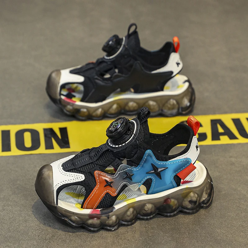 

Сандалии для мальчиков на мягкой подошве, удобные пляжные туфли с закрытым носком, Нескользящие, для студентов, летняя обувь, оптовая продажа